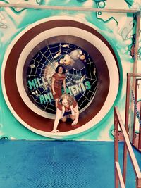 Low angle view of children in playground