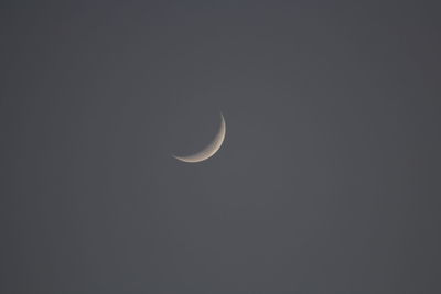 Low angle view of moon against clear sky at night