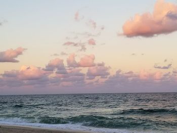 Scenic view of sea against sky at sunset