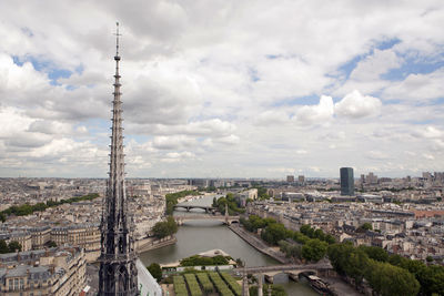 High angle view of buildings in city