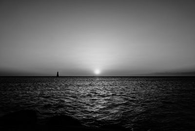 Scenic view of sea against clear sky