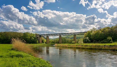 Bridge over river against sky