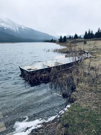 Frosty jasper river  bank canoe
