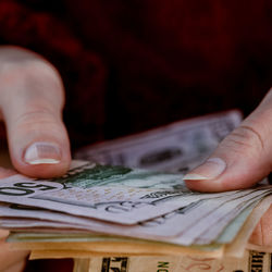 Cropped hand of person holding paper currency