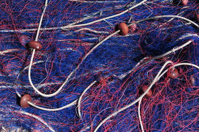 High angle view of fishing net