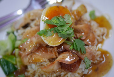 Close-up of meal served in plate