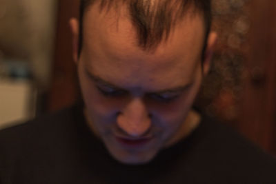 Close-up portrait of boy at home