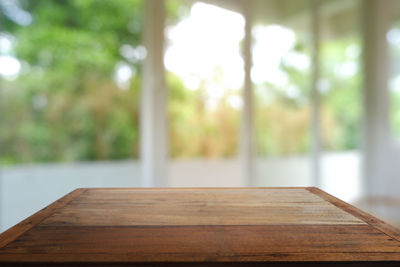 Close-up of wooden table