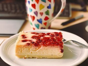 Close-up of cake in plate