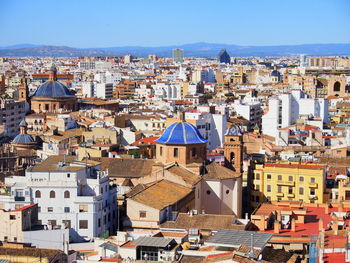 High angle view of townscape against sky