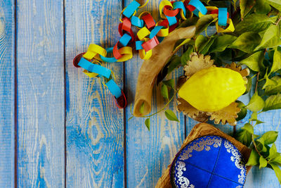 Directly above shot of fruits on table