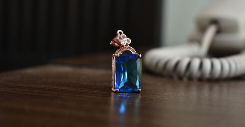 Close-up of figurine on table