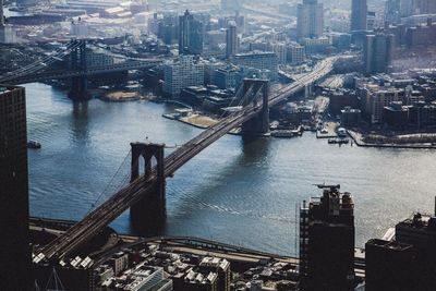 High angle view of bridge over river