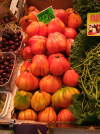 Close-up of pumpkins for sale at market stall