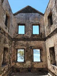 Low angle view of old building against clear sky