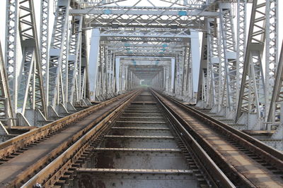 Railroad tracks in bridge