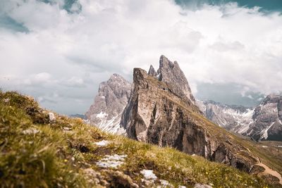 Scenic view of rocky mountains against sky