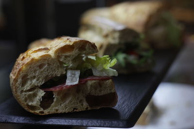 Close-up of sandwich on table