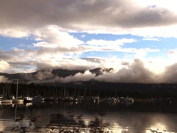 Scenic view of sea against cloudy sky