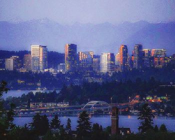 City skyline with waterfront