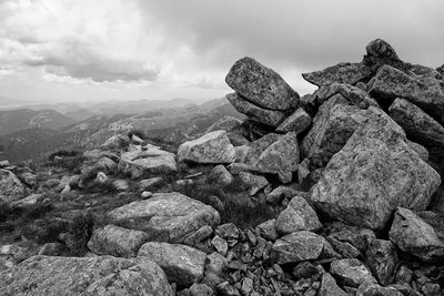 Scenic view of rock formation against sky