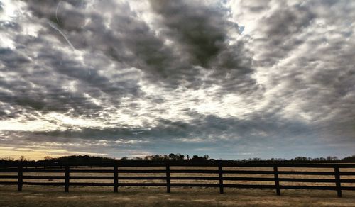 Scenic view of landscape against dramatic sky