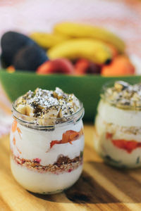 Close-up of dessert on table