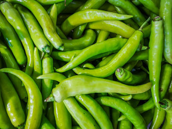 Full frame shot of green chili peppers
