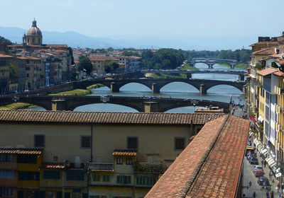 High angle view of buildings in city