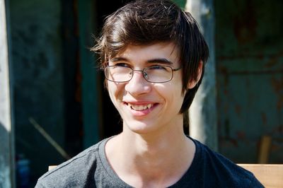 Close-up portrait of smiling boy