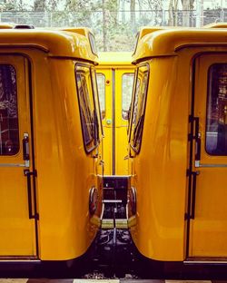Close-up of yellow bus
