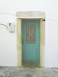 Closed door of building