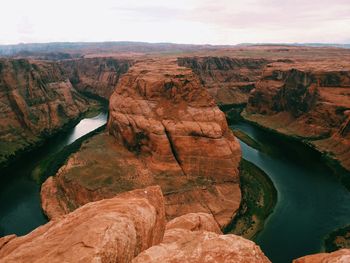 High angle view of horseshoe bend against sky