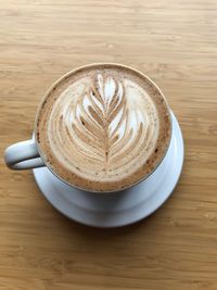 High angle view of coffee on table