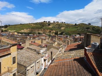 High angle view of townscape against sky