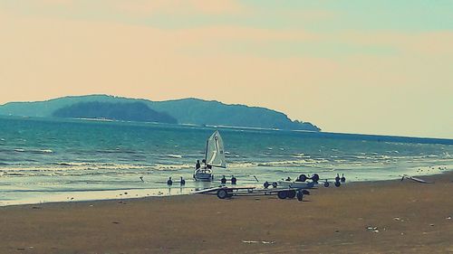 Scenic view of sea against clear sky