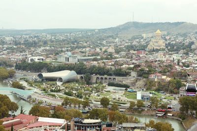 High angle view of townscape against sky