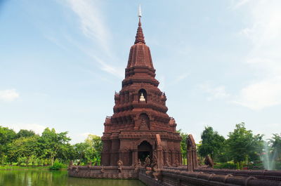 Old temple building against sky