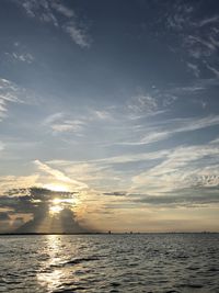 Scenic view of sea against sky at sunset