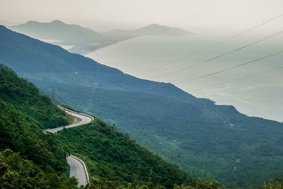 Scenic view of mountains and sea