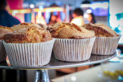 Close-up of cupcakes on table