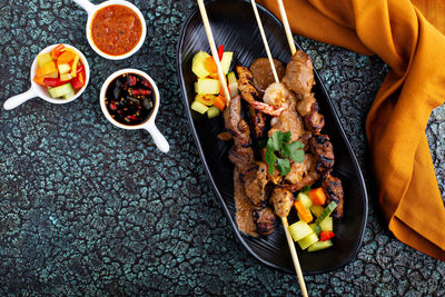 Directly above shot of food on table