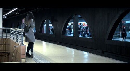 Train at railroad station platform