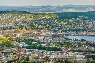 Aerial view of zurich from uetliberg mountain, switzerland