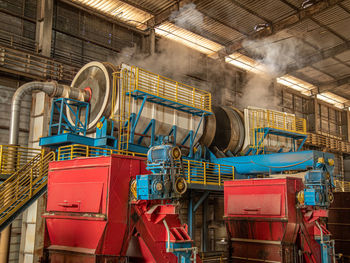 High angle view of people in factory