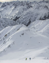 Scenic view of snow covered mountains