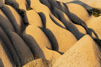 High angle view of shadow on rock