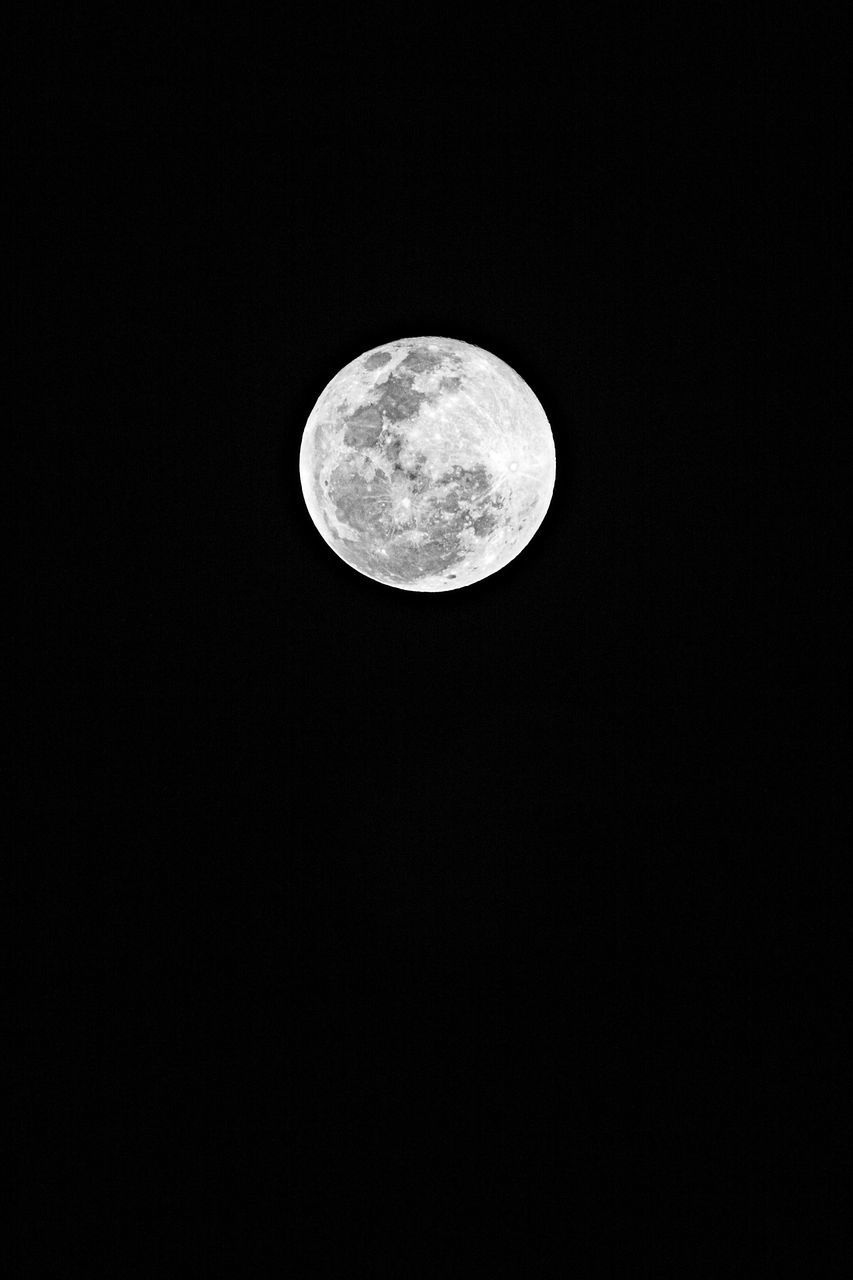 space, astronomy, moon, night, sky, planetary moon, copy space, beauty in nature, low angle view, scenics - nature, tranquility, moon surface, circle, clear sky, no people, shape, geometric shape, tranquil scene, nature, full moon, outdoors, dark, space and astronomy, moonlight