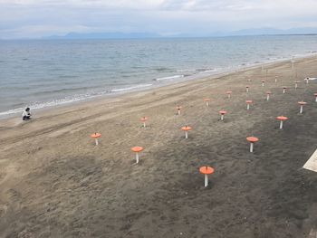 High angle view of beach against sky