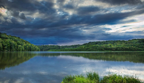 Scenic view of lake against sky